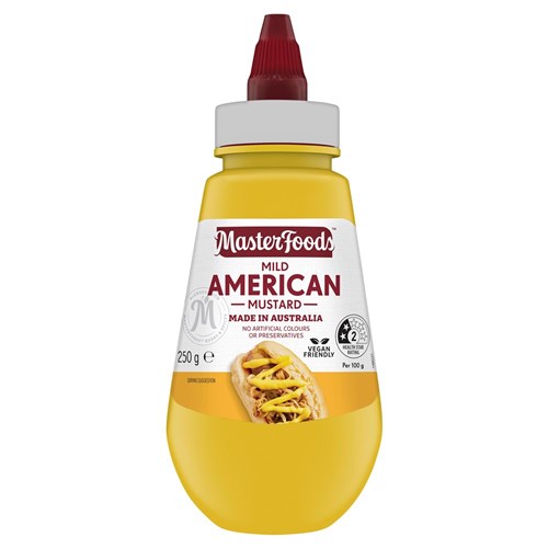 MUSTARD AMERICAN MILD SQUEEZE 250ML(6) #294532 MASTERFOODS