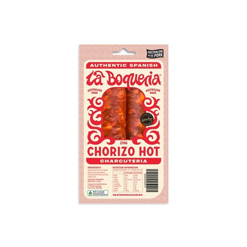 CHORIZO HOT RETAIL PACK 270G (1) # MTLBCHOHOT-2PAC LA BOQUERIA