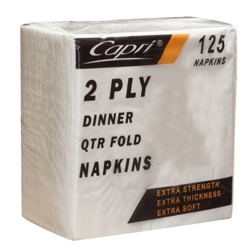 NAPKIN 2PLY DINNER WHITE FLAT 125S(8) # C-ND0160 CAPRI