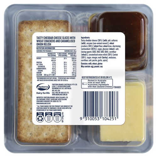 LUNCH CRACKERS CHEESE CARAMEL  ONION RELISH (7 X 110GM) # 3113374 ON THE GO MAINLAND