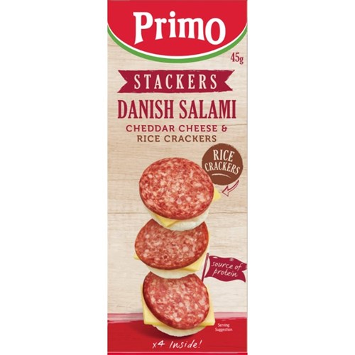 STACKERS SALAMI RICE CRACKER (7 X 45GM) # 01983 PRIMO