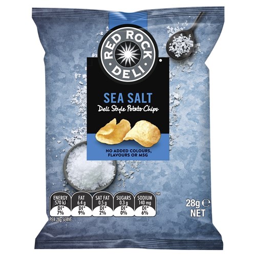 CHIPS SEA SALT (21 X 28GM) # 3418 RED ROCK DELI