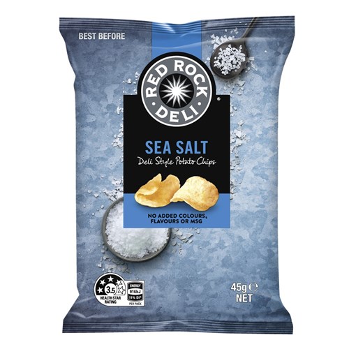 CHIPS SEA SALT (18 X 45GM) # 320003419 RED ROCK DELI