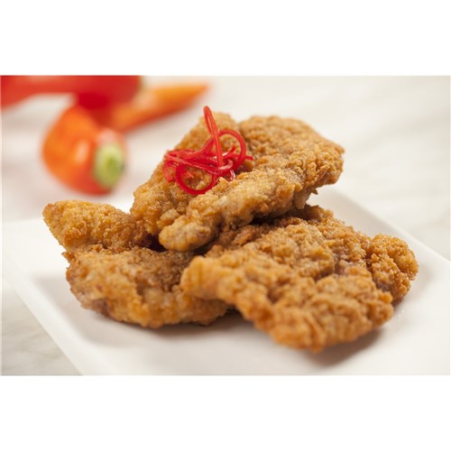 CHICKEN SCHNITZEL THIGH FILLET SOUTHERN STYLE 135-145GM 5KG # 418 SCHNITS