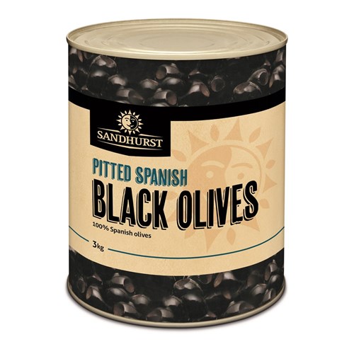 OLIVES BLACK PITTED 3KG(6) # PITTEDA10 SANDHURST