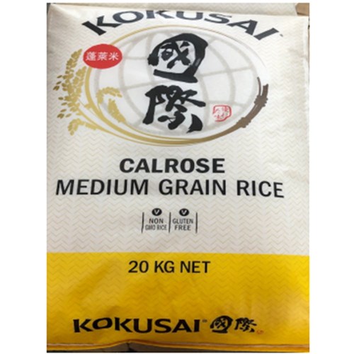 RICE KOKUSAI MEDIUM GRAIN CALROSE 20KG # 51985 SUNRICE
