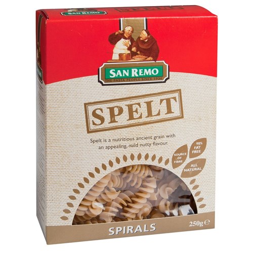 PASTA SPIRAL SPELT 250GM (12) # 01028507 SAN REMO