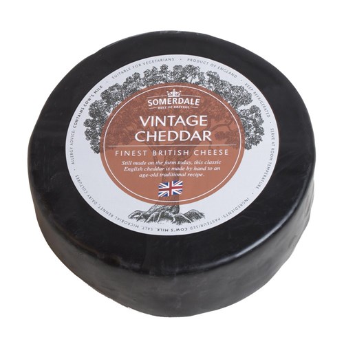 CHEESE CHEDDAR VINTAGE BLACK WAX 3KG(1) # UK055 SOMERDALE