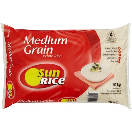 RICE WHITE MEDIUM GRAIN 10KG # 2756 SUNRICE