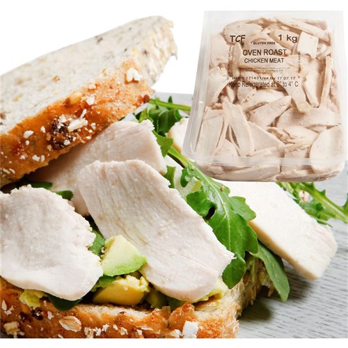 CHICKEN MEAT SLICED GF OVEN ROASTED 1KG(5) # RCLSLGR TENDER CHOICE