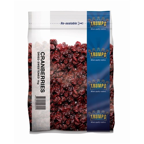 CRANBERRIES DRIED SWEETENED 1KG(10) #VCRBS1C TRUMPS