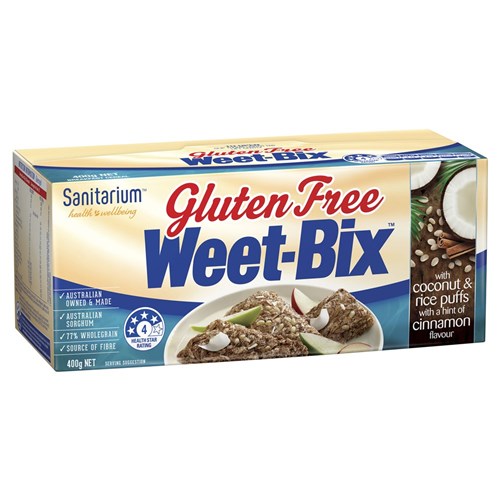 CEREAL WEETBIX COCONUT & CINNAMON GF 400GM(12) # 80670 SANITARIUM