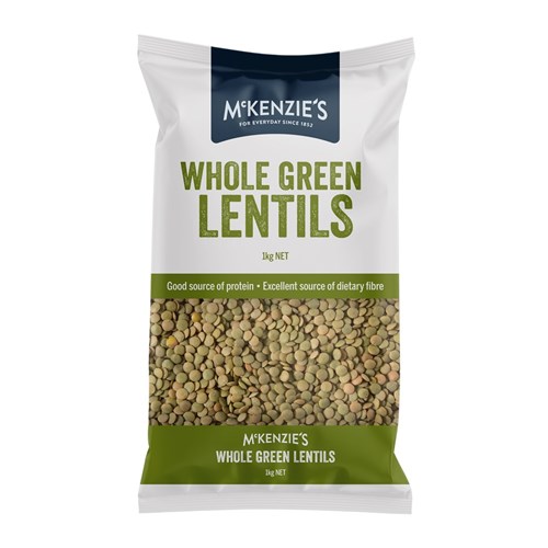 LENTILS GREEN WHOLE 1KG(5) #W002560 MCKENZIES