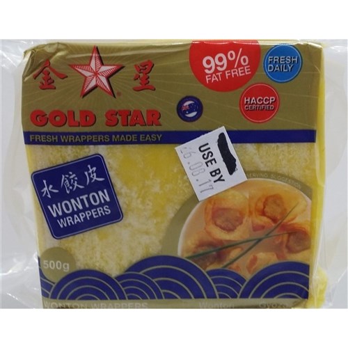 WONTON WRAPPERS 500GM GOLD STAR