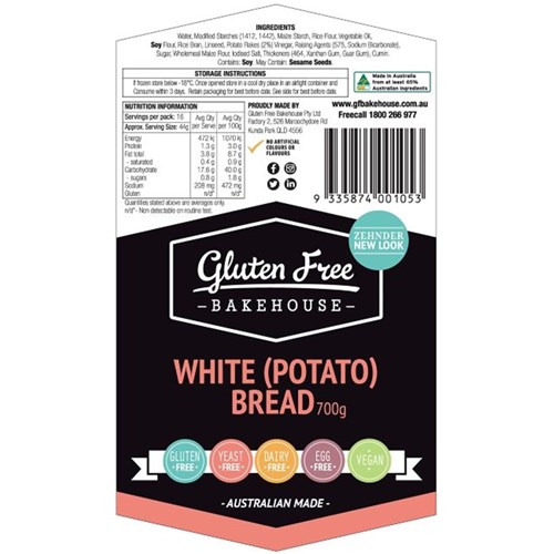 BREAD POTATO WHITE GF (6 X 700GM) # BB-05 ZEHNDER